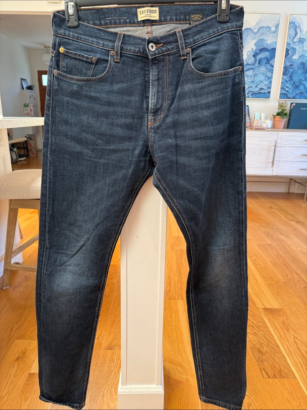 C.O.F Studio Men's Candiani Denim Dark Blue Slim Jeans (32)